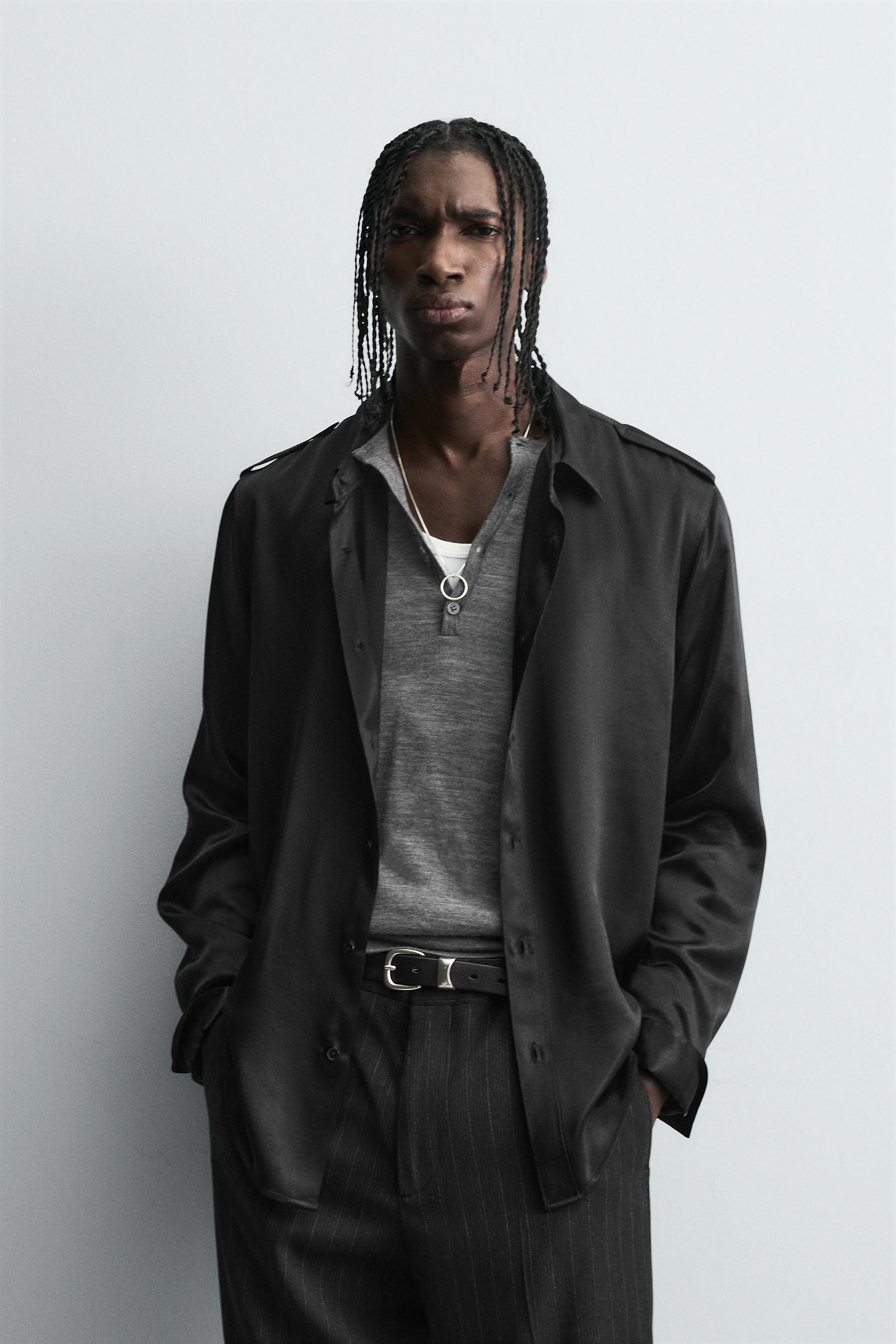 RELAXED FIT SATIN EFFECT SHIRT